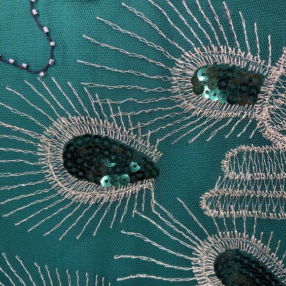 Elegant Black and Green Embellished Mini Dress - Picture 5 of 16